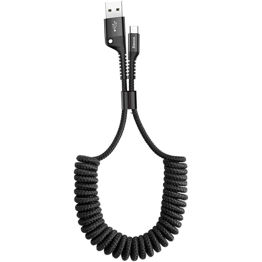 Kabel za Prijenos Podataka i Punjenje USB-A - USB-C Baseus Fish Eye Spring, 18W, 1m, Crni CATSR-01