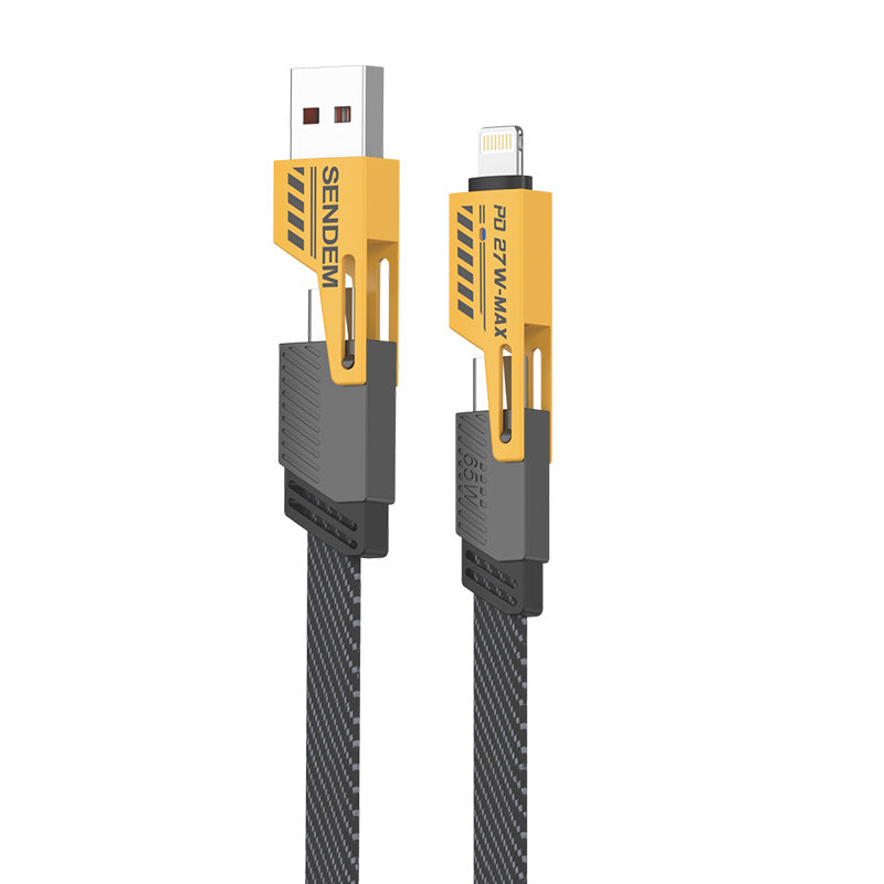 Kabel za Prijenos Podataka i Punjenje USB-A / USB-C - Lightning / microUSB Sendem M84 2u1, 65W, 1m, Žuti