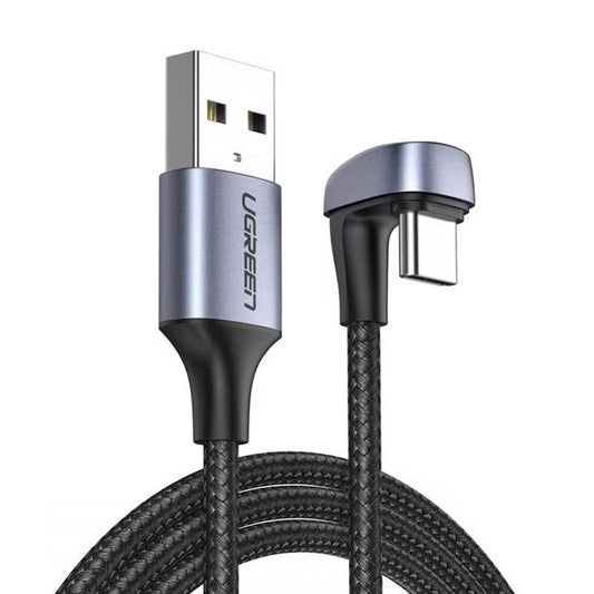 Kabel za Prijenos Podataka i Punjenje USB-A - USB-C UGREEN US311 Angled, 18W, 1m, Sivi