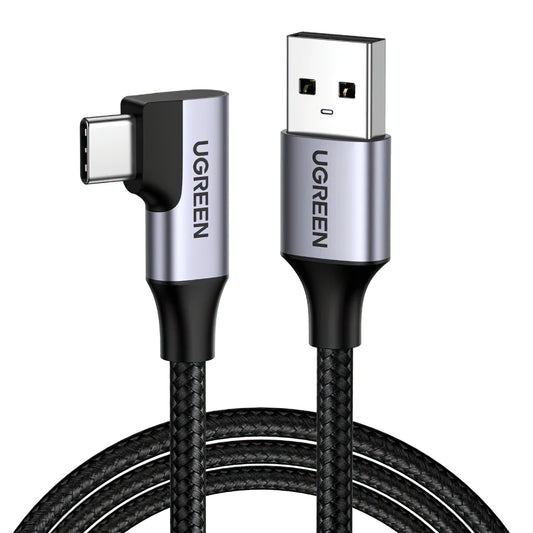 Kabel za Prijenos Podataka i Punjenje USB-A - USB-C UGREEN US385 Angled, 60W, 1m, Sivi
