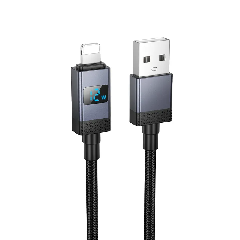 Kabel za prijenos podataka i punjenje USB-A - Lightning HOCO X118 Display, 12W, 1m, Crni