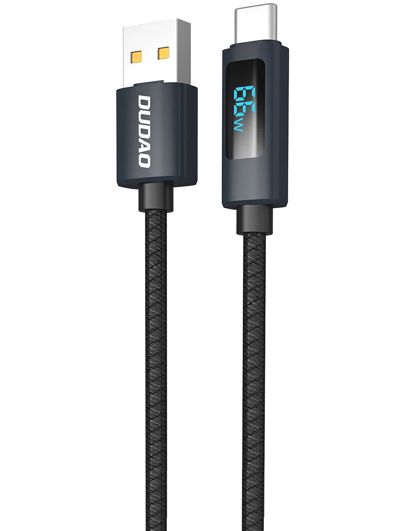 Kabel za prijenos podataka i punjenje USB-A - USB-C Dudao L7T Display, 66W, 1m, Crni