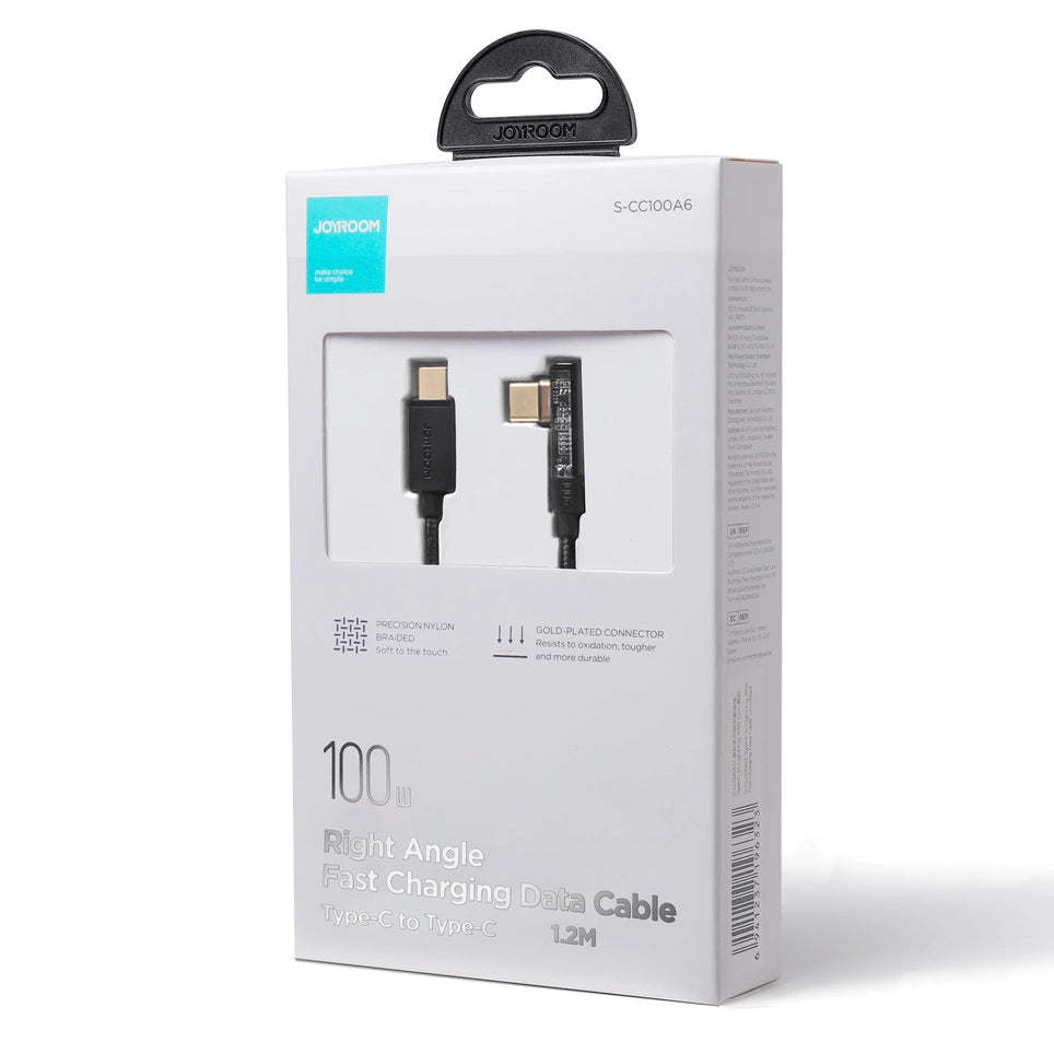 Kabel za podatke i punjenje USB-C - USB-C Joyroom S-CC100A6 Angled, 100W, 1.2m, Crni