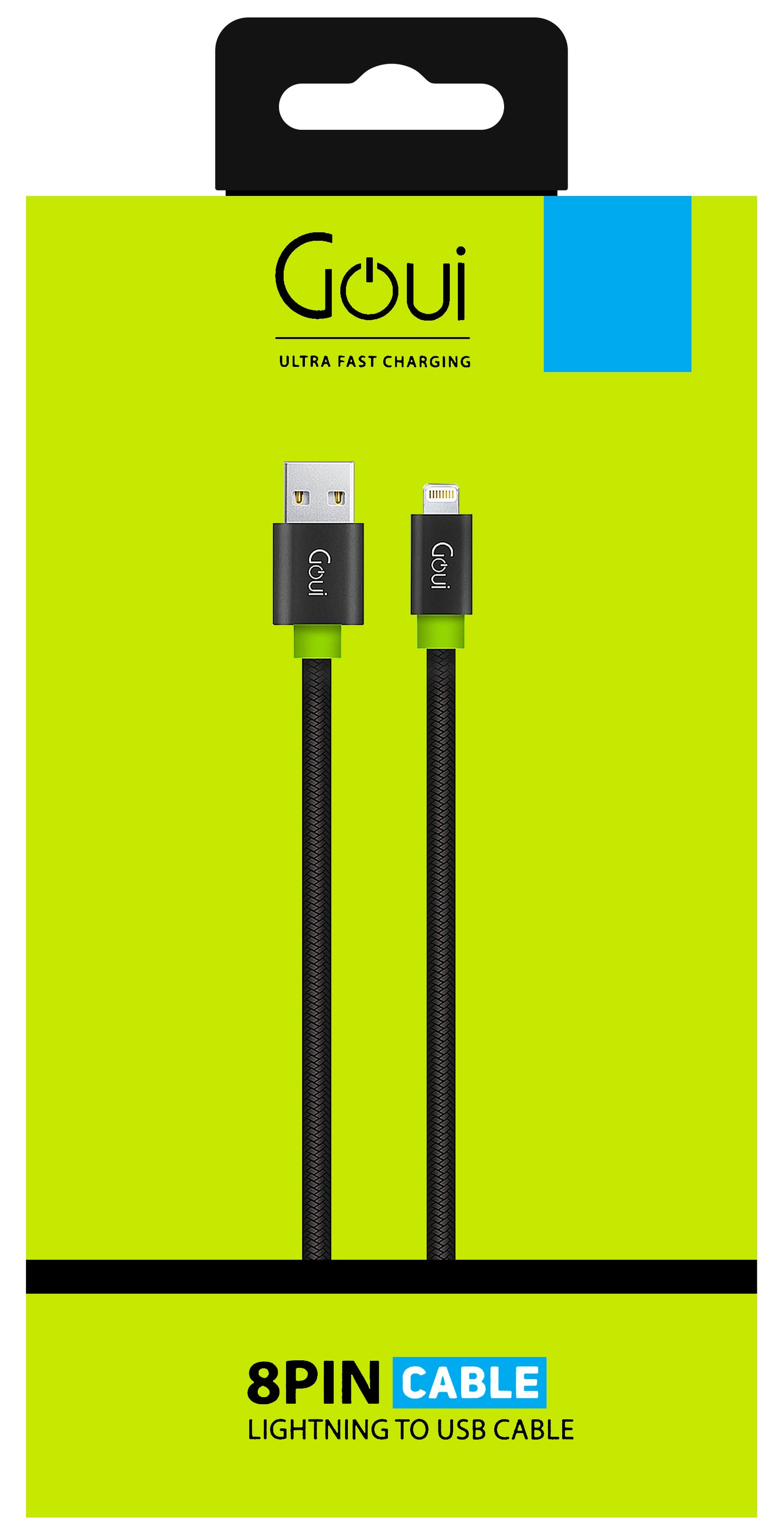 Kabel za Prijenos Podataka i Punjenje USB-A - Lightning Goui Fashion Flat, 18W, 1m, Crni G-LC8PINFBF-K