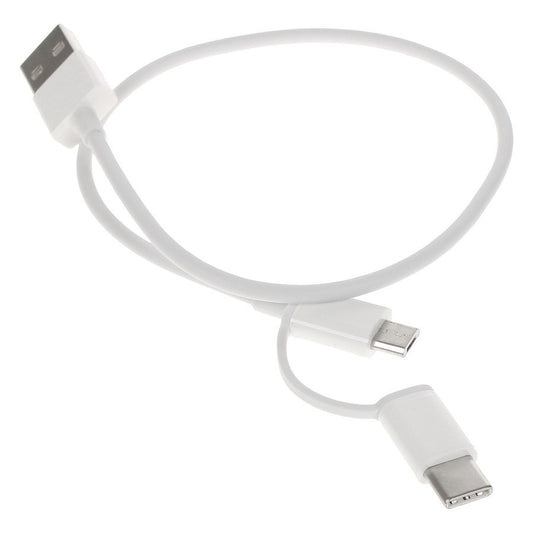 Kabel za Prijenos Podataka i Punjenje USB-A - microUSB / USB-C Xiaomi Mi 2u1, 18W, 0.3m, Bijeli SJV4083TY