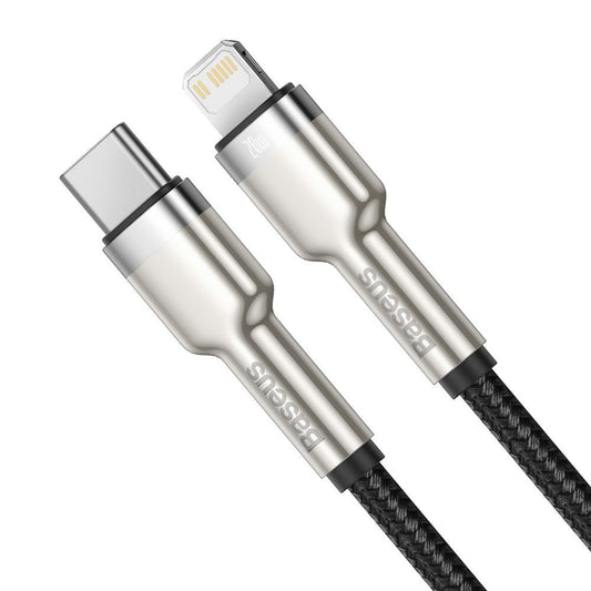 Kabel za podatke i punjenje USB-C - Lightning Baseus Cafule Metal Series, 20W, 2m, Crni CATLJK-B01