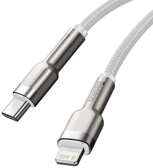 Kabel za Prijenos Podataka i Punjenje USB-C - Lightning Baseus Cafule Metal Series, 20W, 1m, Bijeli CATLJK-A02