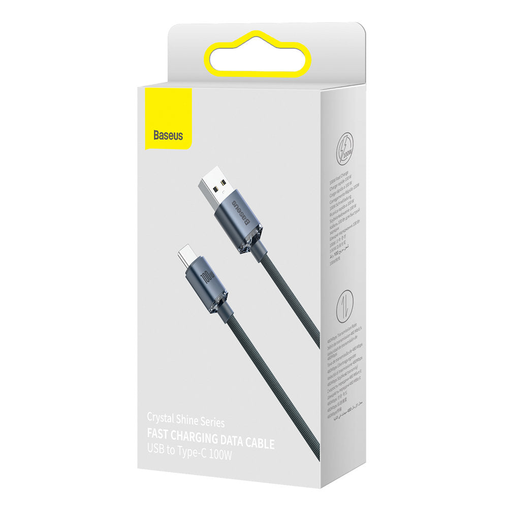 Kabel za Prijenos Podataka i Punjenje USB-A - USB-C Baseus Crystal Shine Series, 100W, 2m, Crni CAJY000501