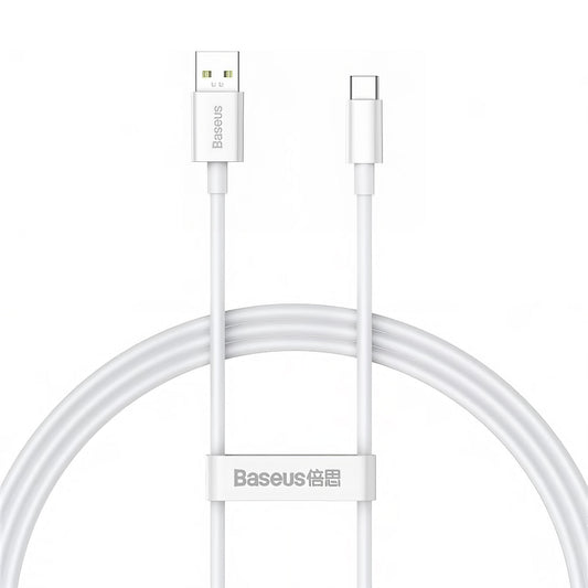 Kabel za Prijenos Podataka i Punjenje USB-A - USB-C Baseus Superior Series, 65W, 1m, Bijeli CAYS000902