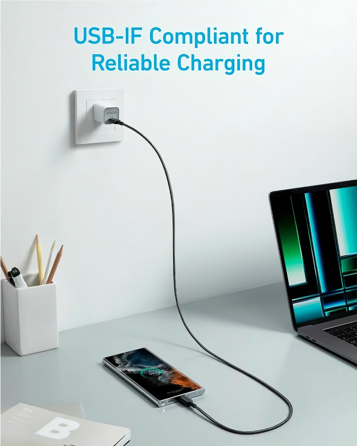 Kabel za prijenos podataka i punjenje USB-C - USB-C Anker 322, 60W, 0.9m, Crni A81F5G11