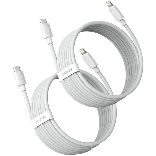 Kabel za Prijenos Podataka i Punjenje USB-C - Lightning Baseus Simple Wisdom, 20W, 1.5m, Set 2 komada, Bijeli