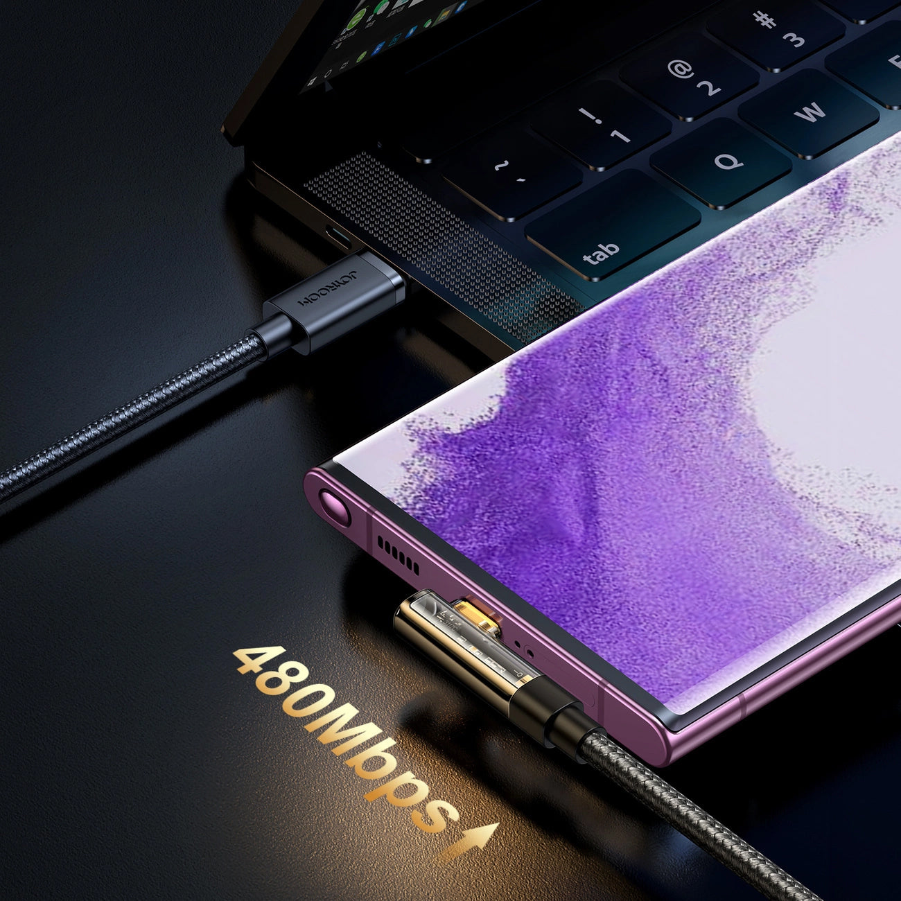 Kabel za podatke i punjenje USB-C - USB-C Joyroom S-CC100A6 Angled, 100W, 1.2m, Crni