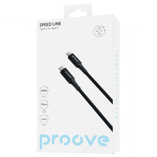 Kabel za prijenos podataka i punjenje USB-C - USB-C Proove Speed Line, 240W, 1m, Crni