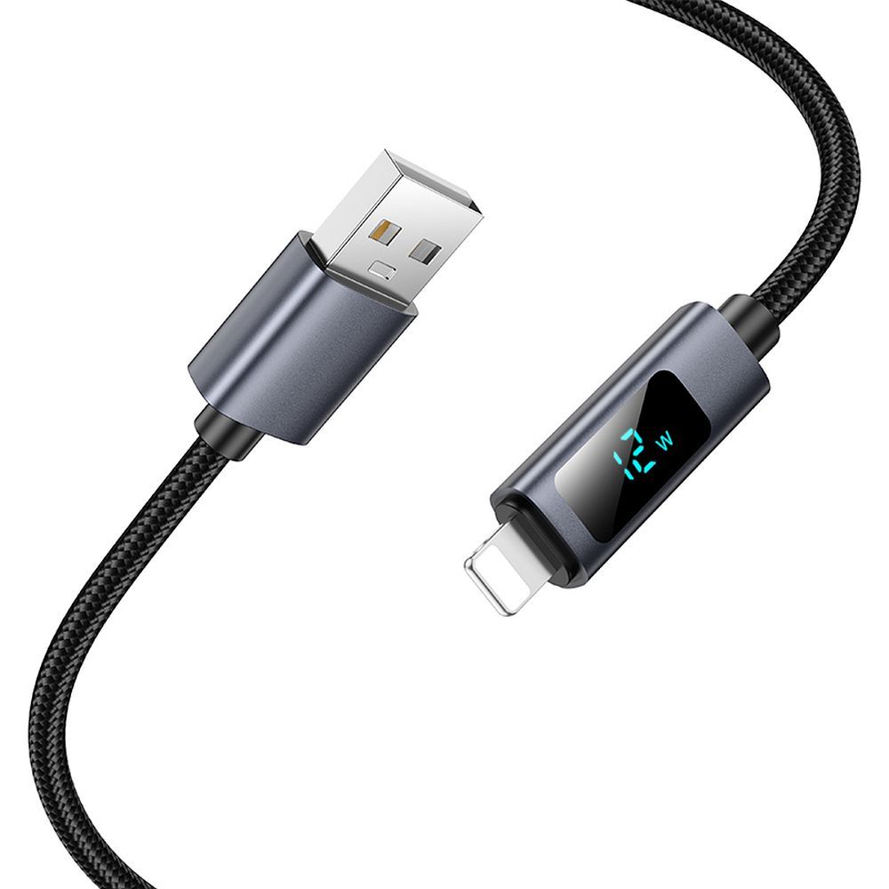 Kabel za podatke i punjenje USB-A - Lightning HOCO Display X112, 18W, 1m, Crni