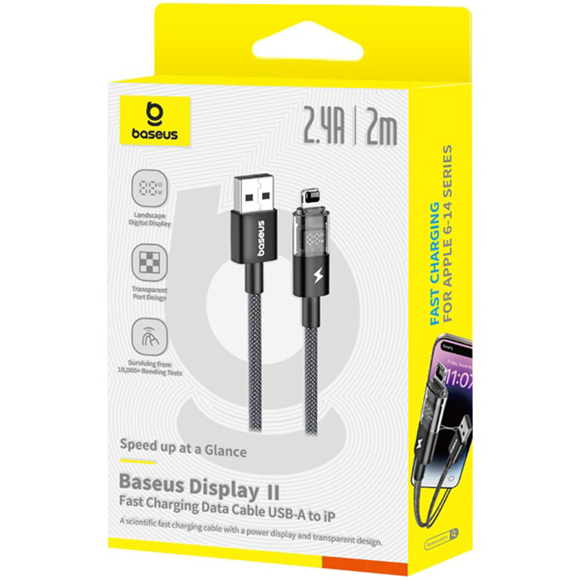 Kabel za podatke i punjenje USB-A - Lightning Baseus Display 2, 18W, 2m, Crni P10382700121-01