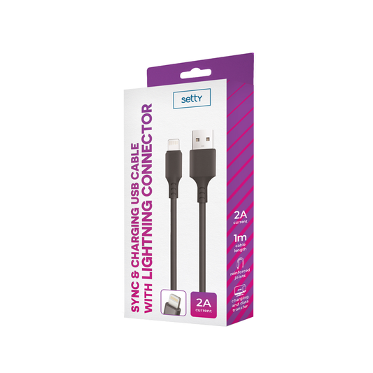 Kabel za podatke i punjenje USB-A - Lightning Setty, 18W, 1m, Crni