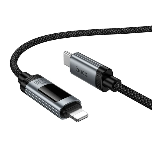 Kabel za prijenos podataka i punjenje USB-C - Lightning HOCO Display U148, 27W, 1.2m, Crni