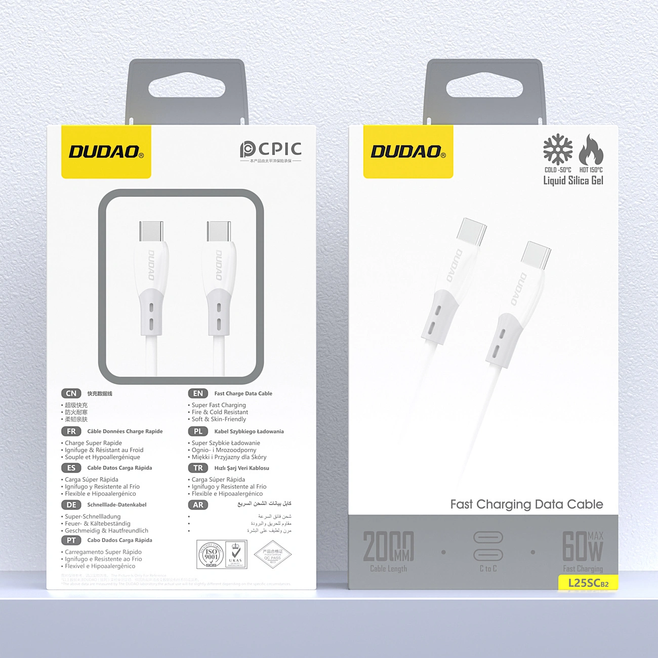 USB-C kabel za punjenje i prijenos podataka Dudao L25SC, 60W, 2m, Bijeli