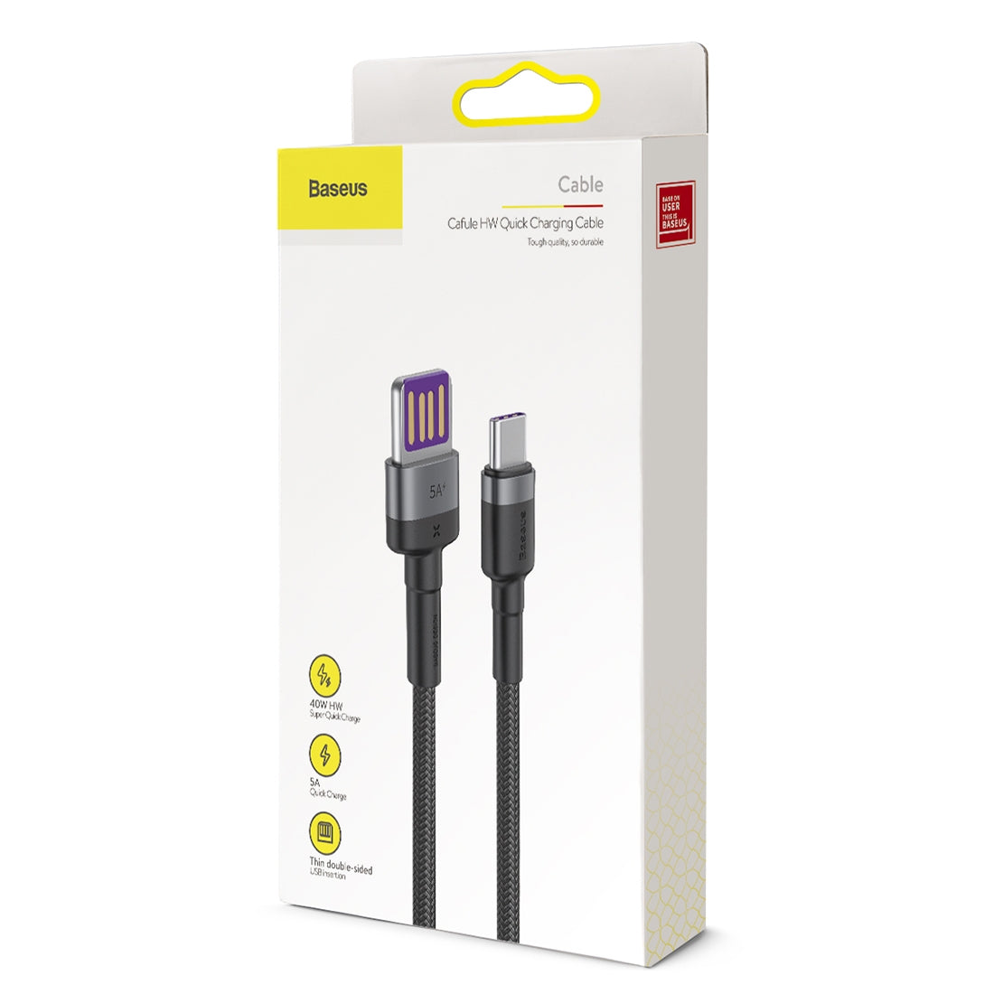Kabel za Prijenos Podataka i Punjenje USB-A - USB-C Baseus Cafule HW Brzo Punjenje, 40W, 1m, Sivi CATKLF-PG1
