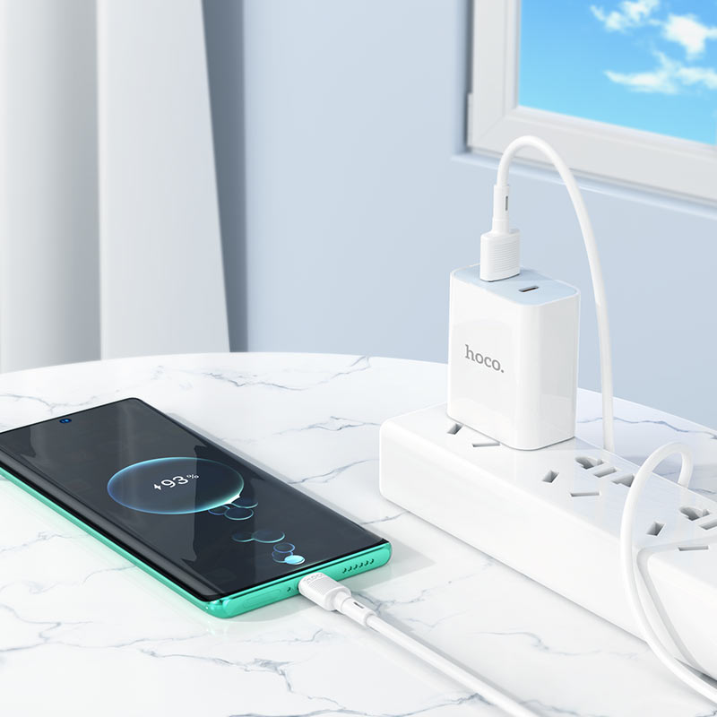 Kabel za prijenos podataka i punjenje USB-A - USB-C HOCO X83 Victory, 20W, 1m, Bijeli