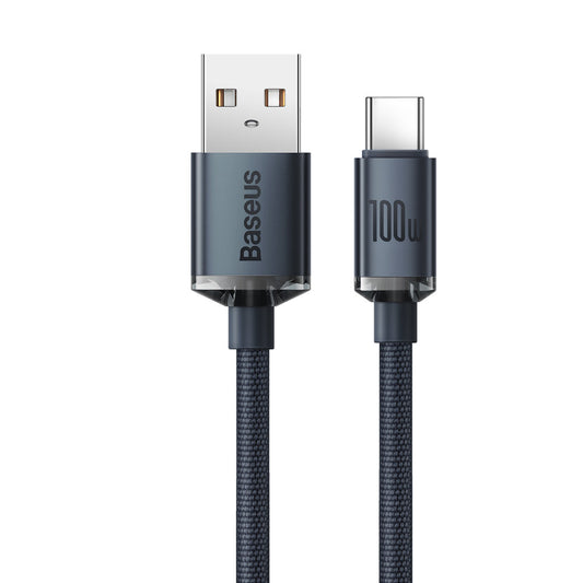 Kabel za Prijenos Podataka i Punjenje USB-A - USB-C Baseus Crystal Shine Series, 100W, 2m, Crni CAJY000501