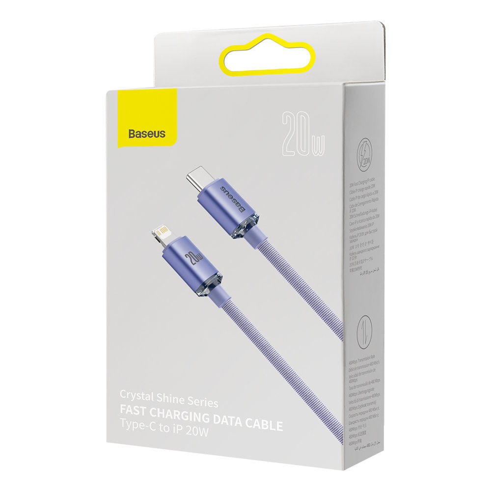 Kabel za podatke i punjenje USB-C - Lightning Baseus Crystal Shine serija, 20W, 2m, Ljubičasta CAJY000305