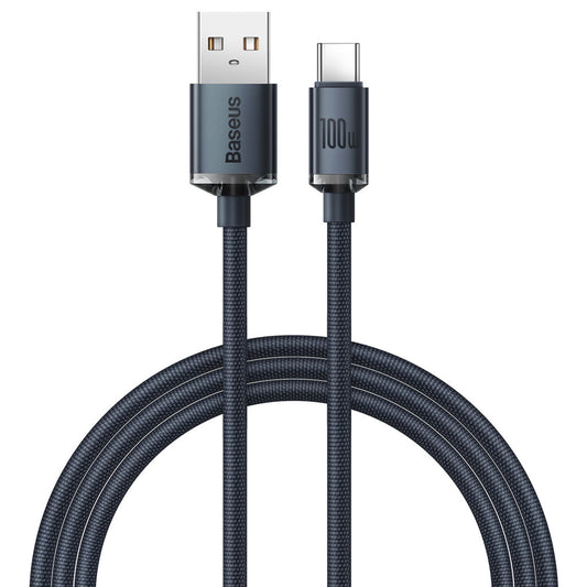 Kabel za Prijenos Podataka i Punjenje USB-A - USB-C Baseus Crystal Shine Series, 100W, 1.2m, Crni CAJY000401