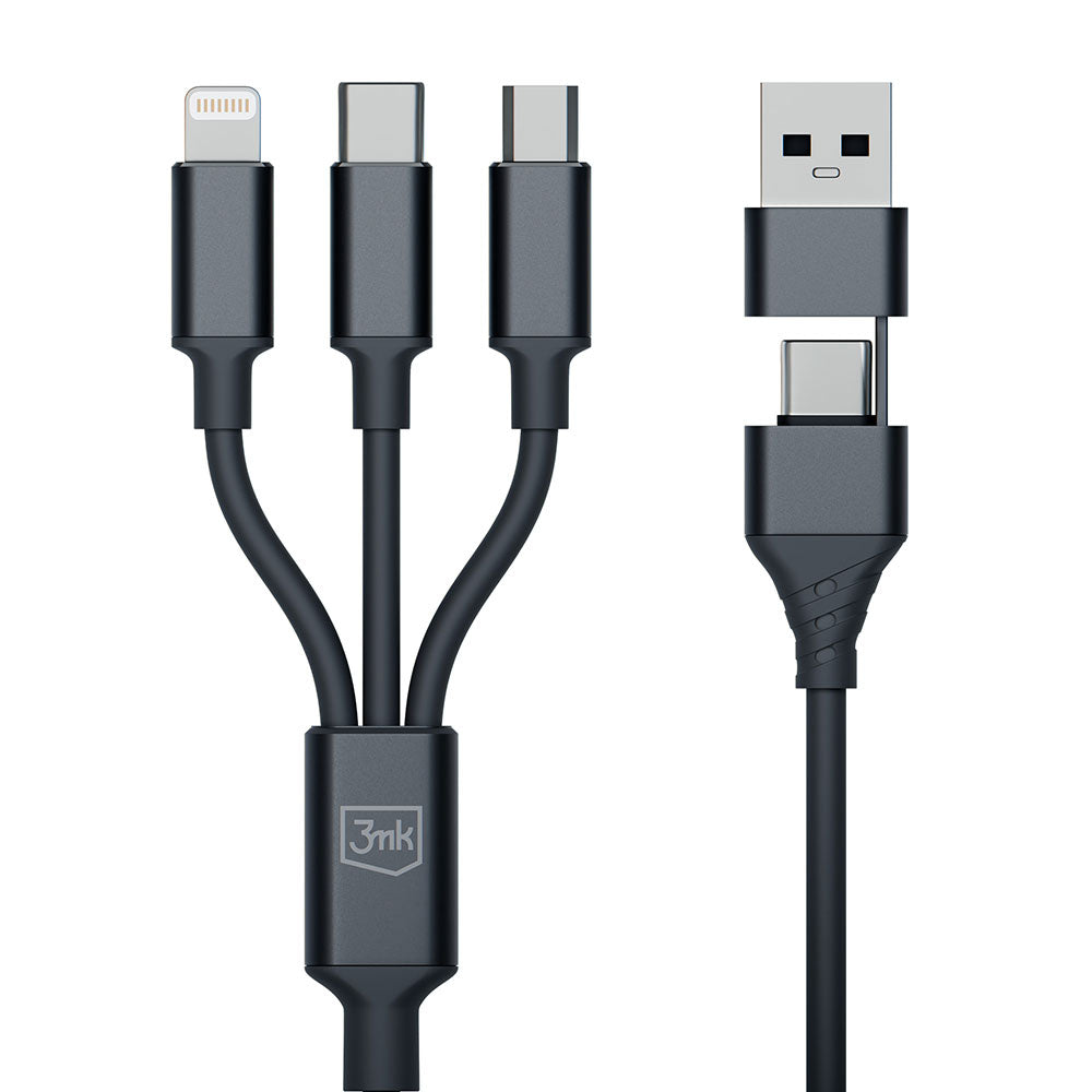 Kabel za punjenje USB-A / USB-C - Lightning / microUSB / USB-C 3MK Hyper 3in1, 12W, 1.5m, Crni