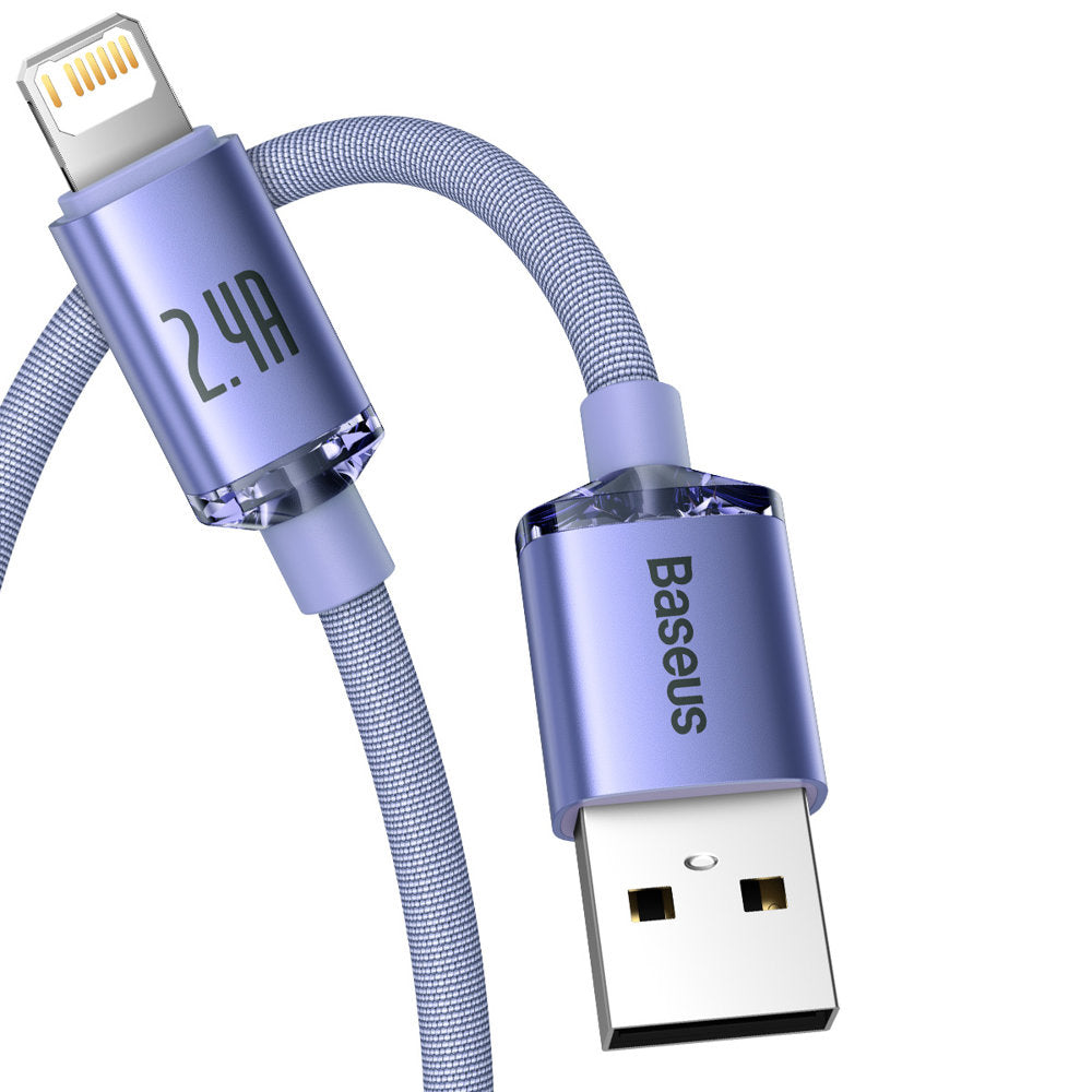 Kabel za podatke i punjenje USB-A - Lightning Baseus Crystal Shine Series, 18W, 2m, Ljubičasti CAJY000105