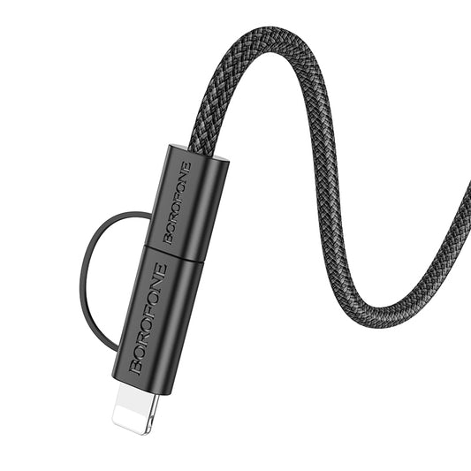 Kabel za prijenos podataka i punjenje USB-C - Lightning / USB-C Borofone BX104 Primo 2in1, 60W, 1m, Crni
