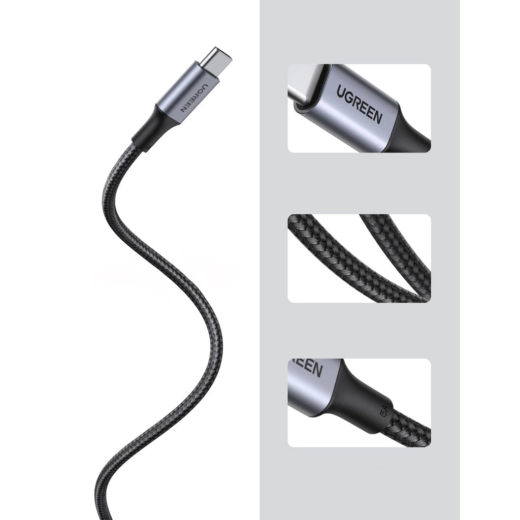 Kabel za prijenos podataka i punjenje USB-C - USB-C UGREEN US316, 100W, 0.5m, Sivi