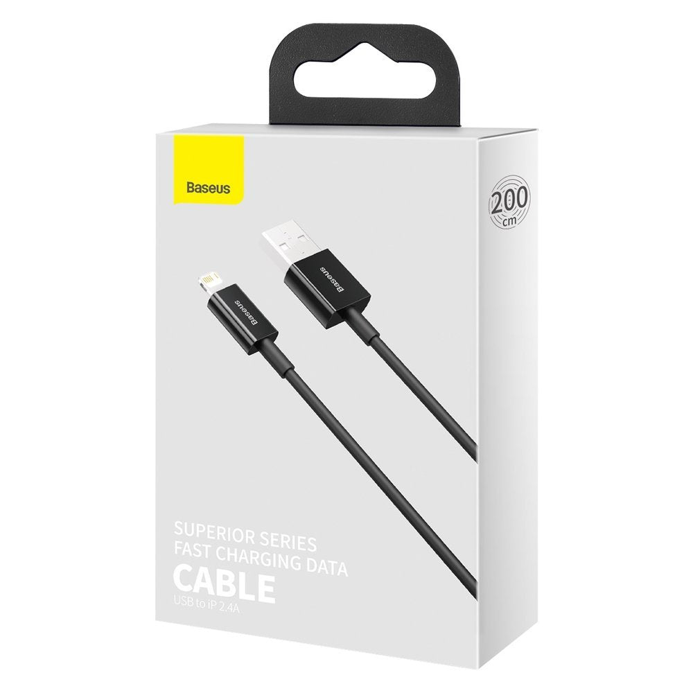 Kabel za Prijenos Podataka i Punjenje USB-A - Lightning Baseus Superior Series, 20W, 2m, Crni CALYS-C01