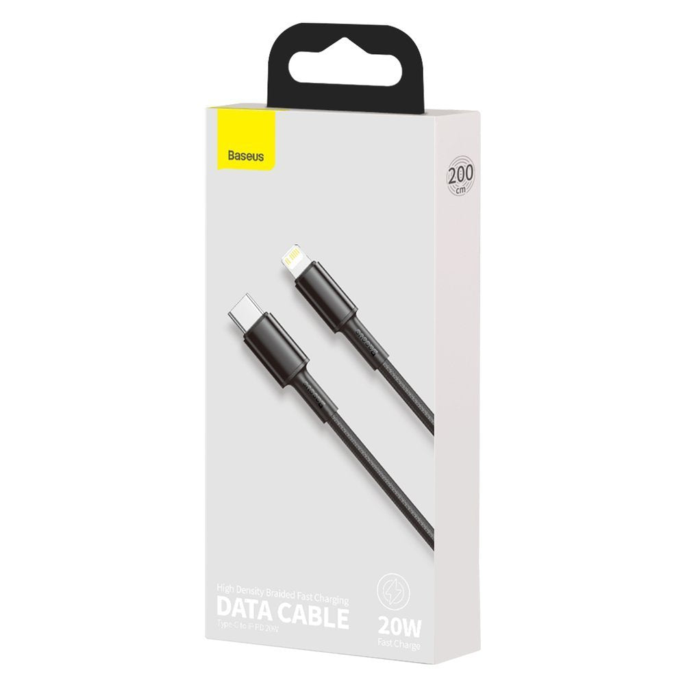 USB-C kabel za prijenos podataka i punjenje - Lightning Baseus High Density Braided, 20W, 2m, Crni CATLGD-A01