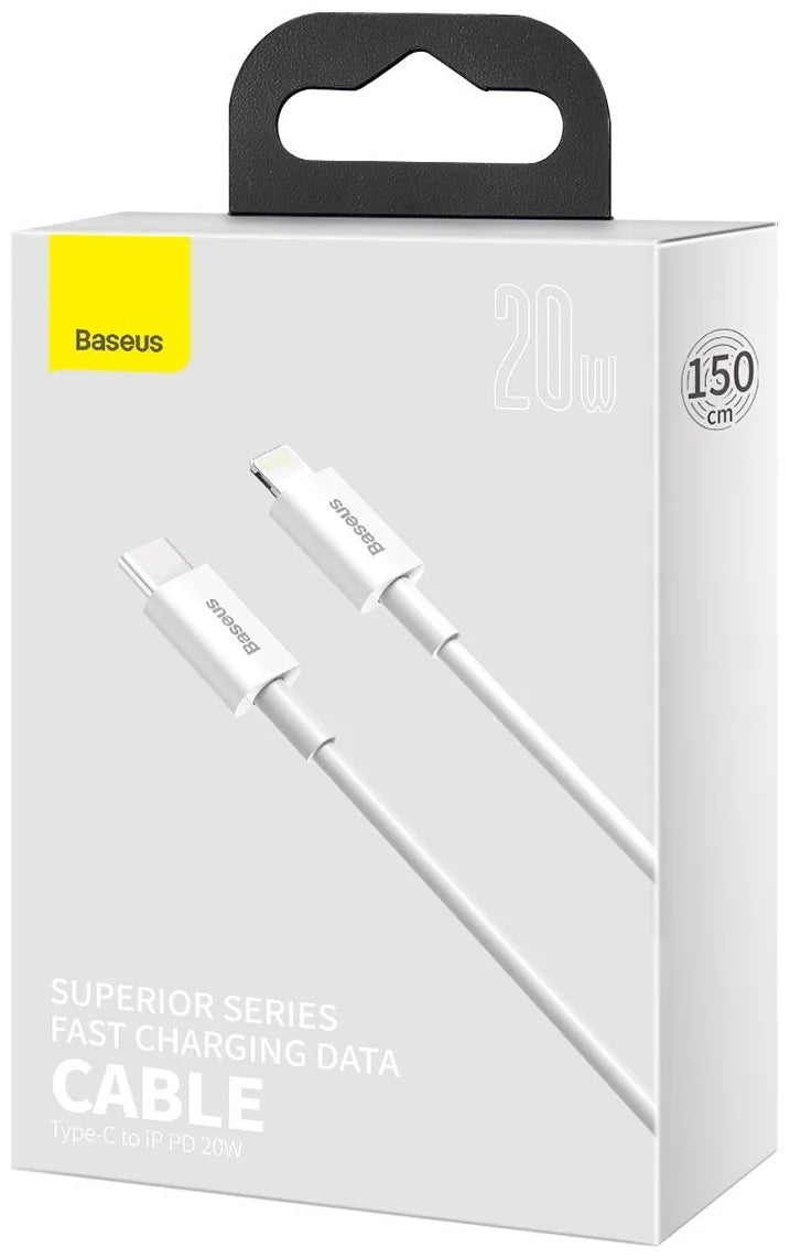 Kabel za Prijenos Podataka i Punjenje USB-C - Lightning Baseus Superior Series, 20W, 1.5m, Bijeli CATLYS-B02