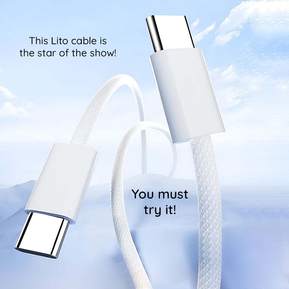 Kabel za prijenos podataka i punjenje USB-C - USB-C Lito LD04CC, 60W, 2m, Bijeli