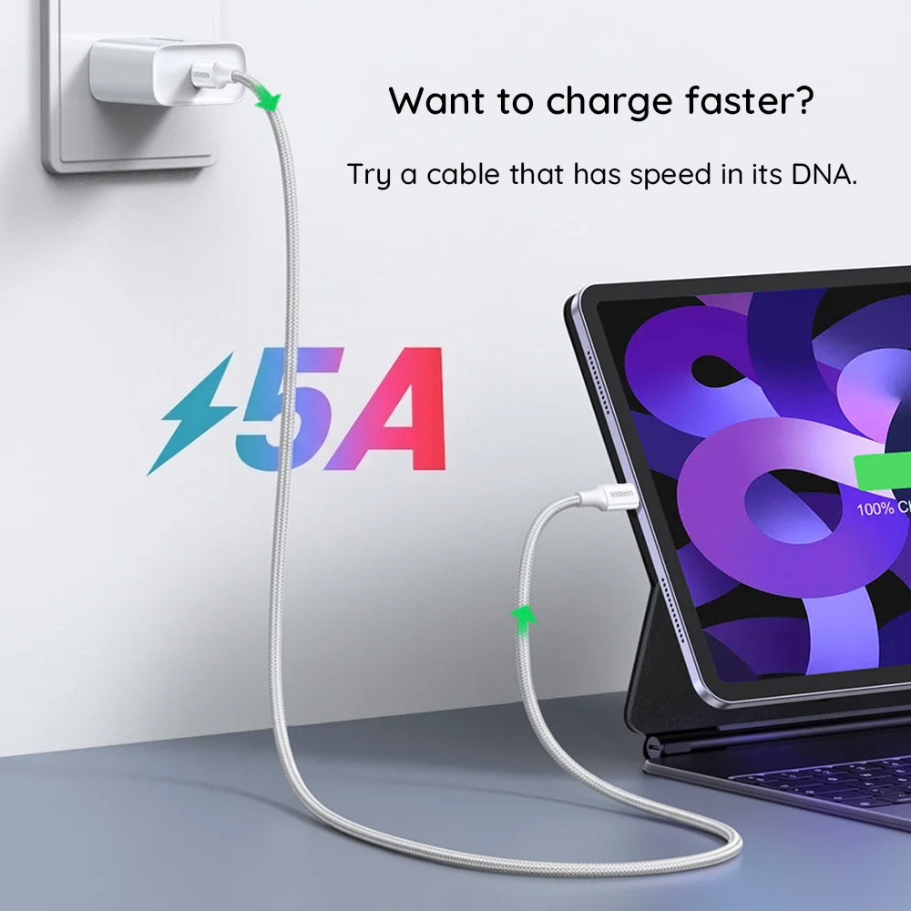 Kabel za prijenos podataka i punjenje USB-C - USB-C UGREEN L502, 100W, 1m, Narančasta