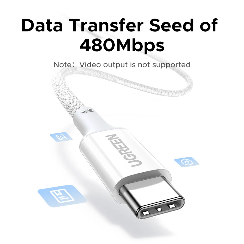 USB-C - USB-C kabel za prijenos podataka i punjenje UGREEN L502 (35221), 100W, 2m, Bijeli