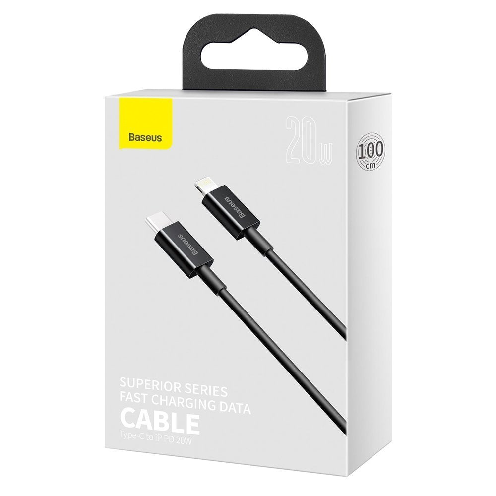 Kabel za Prijenos Podataka i Punjenje USB-C - Lightning Baseus Superior Series, 20W, 1m, Crni CATLYS-A01
