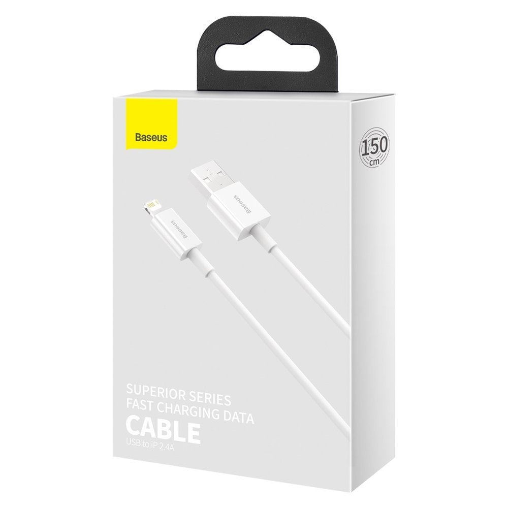 Kabel za Prijenos Podataka i Punjenje USB-A - Lightning Baseus Superior Series, 20W, 1m, Bijeli CALYS-A02