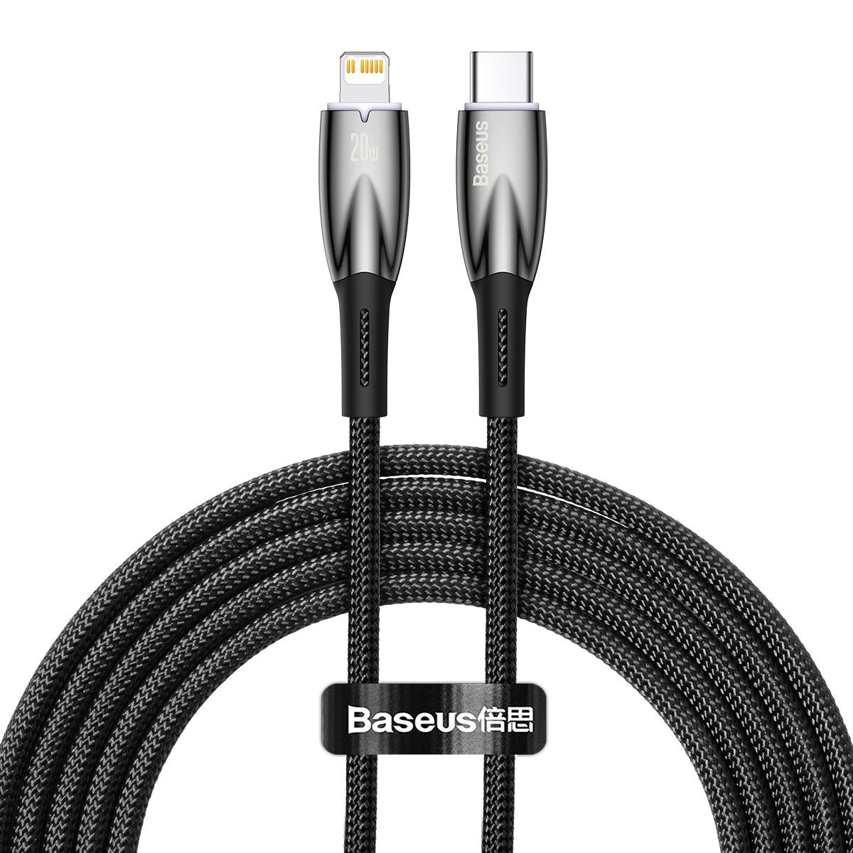 Kabel za Prijenos Podataka i Punjenje USB-C - Lightning Baseus Glimmer Series, 20W, 2m, Crni CADH000101
