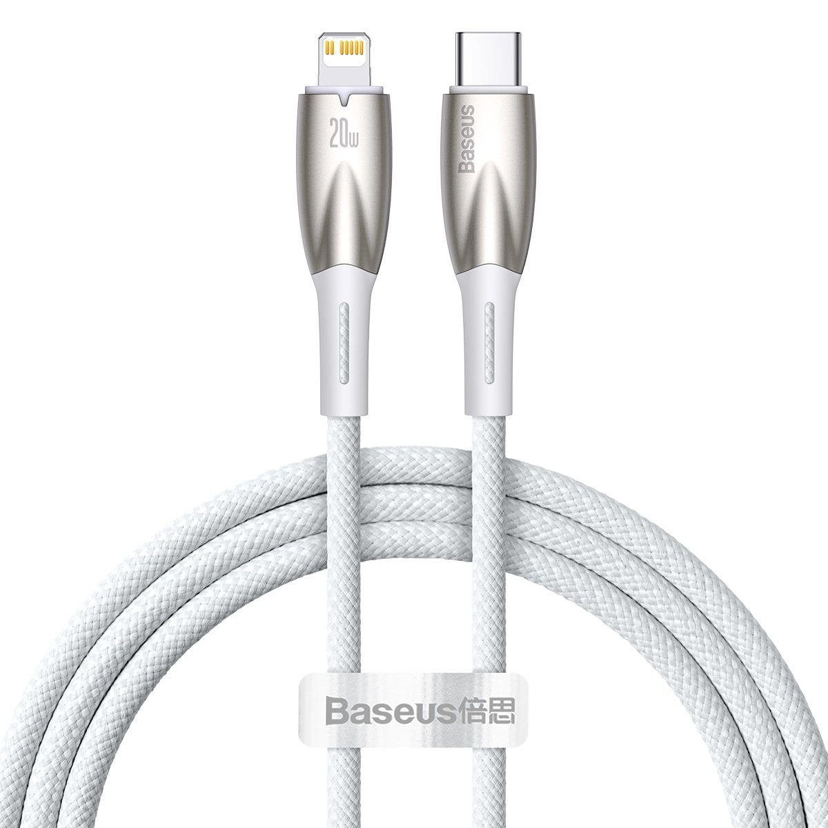 Kabel za Prijenos Podataka i Punjenje USB-C - Lightning Baseus Glimmer Series, 20W, 1m, Bijeli CADH000002
