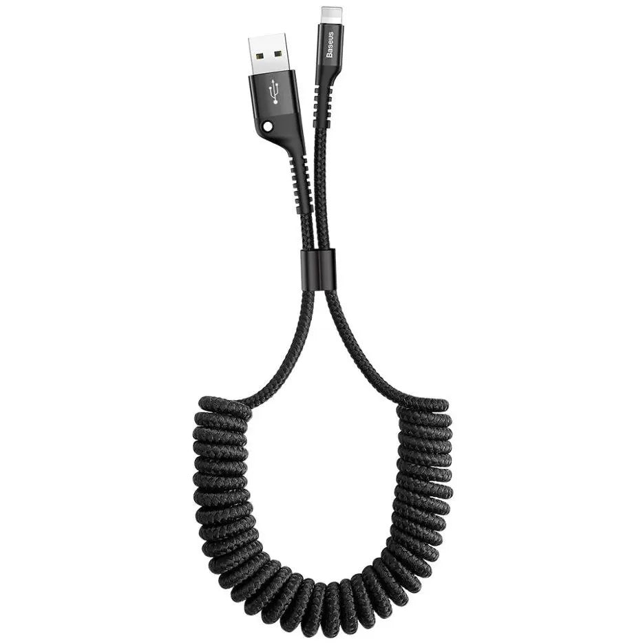 Kabel za Prijenos Podataka i Punjenje USB-A - Lightning Baseus Fish Eye Spring, 18W, 1m, Crni CALSR-01