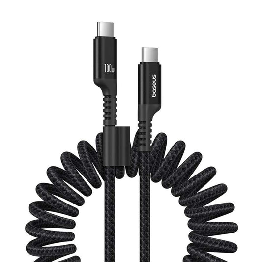 Kabel za podatke i punjenje USB-C - USB-C Baseus Fish Eye Spring, 100W, 1m, Crni P10320203111-00