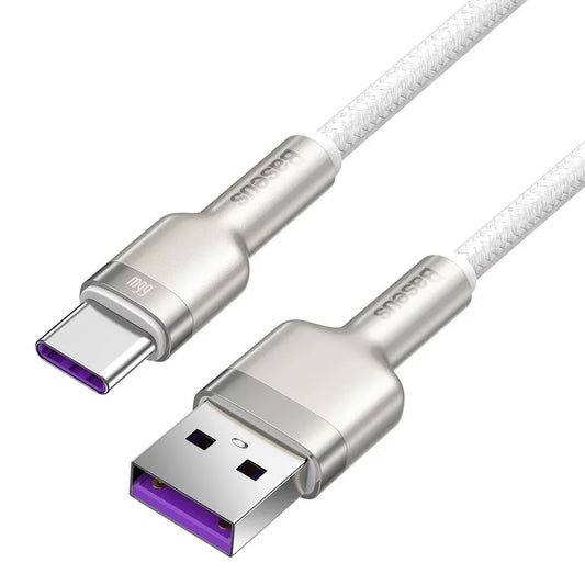 Kabel za podatke i punjenje USB-A - USB-C Baseus Cafule Metal Series, 66W, 2m, Bijeli CAKF000202