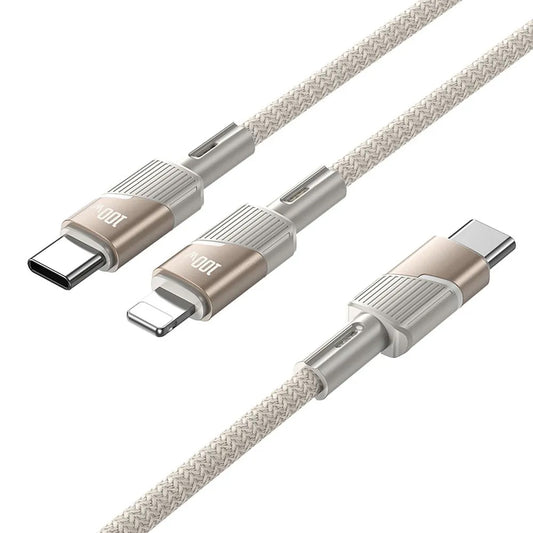 USB-C kabel za podatke i punjenje - 2 x USB-C HOCO U139 2u1, 100W, 1.2m, Zlatni