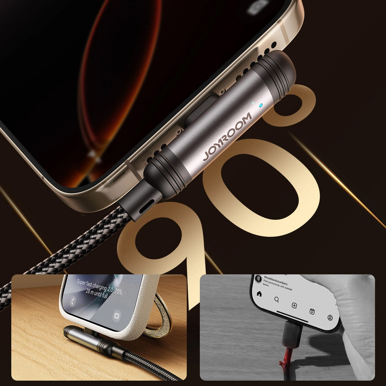 Kabel za prijenos podataka i punjenje USB-A - USB-C Joyroom S-A56 EnjoyX Angled, 20W, 1.2m, Crni