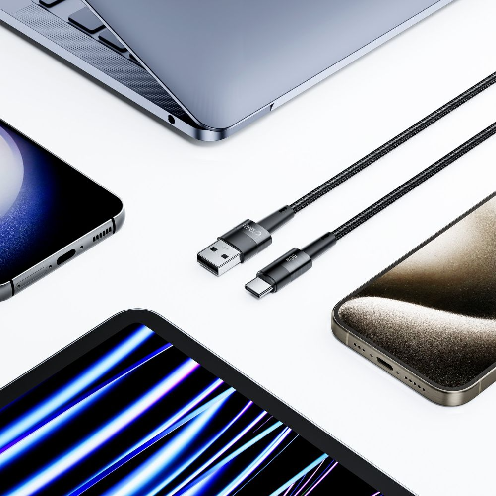 Kabel za prijenos podataka i punjenje USB-A - USB-C Tech-Protect Ultraboost, 66W, 0.5m, Siva