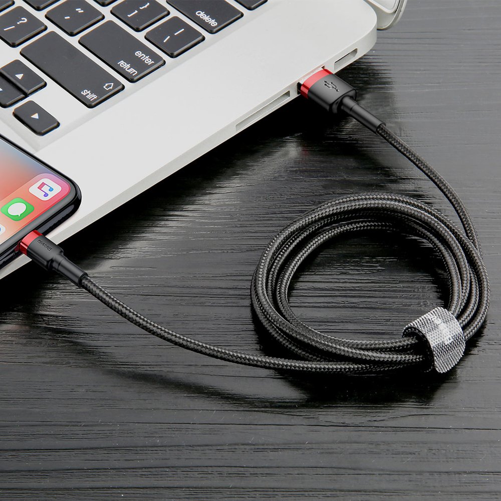 Kabel za podatke i punjenje USB-A - Lightning Baseus Cafule, 18W, 0.5m, Crveni CALKLF-A19