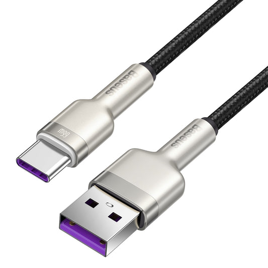Kabel za Prijenos Podataka i Punjenje USB-A - USB-C Baseus Cafule Metal Series, 66W, 1m, Crni CAKF000101