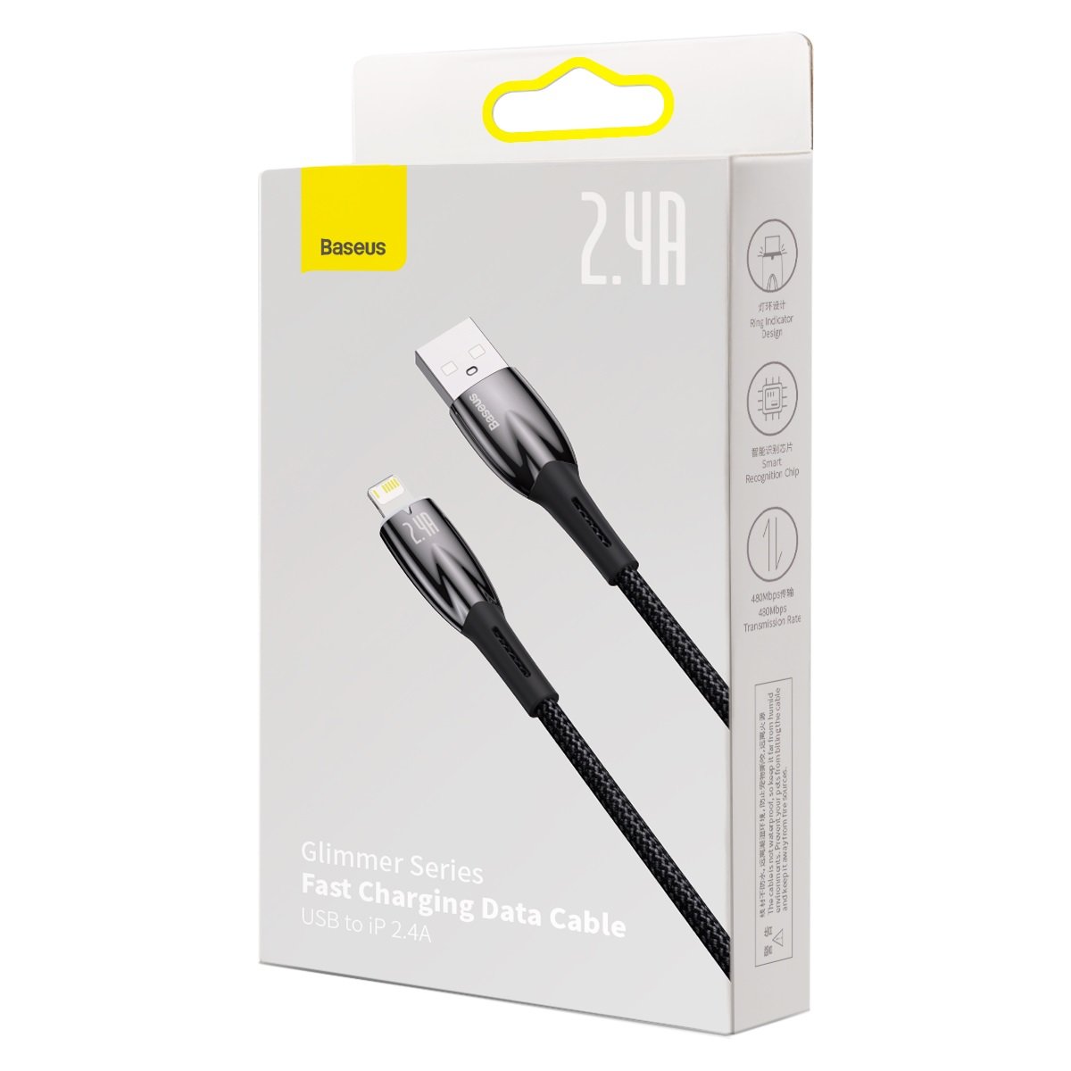 Kabel za Prijenos Podataka i Punjenje USB-A - Lightning Baseus Glimmer Series, 20W, 2m, Crni